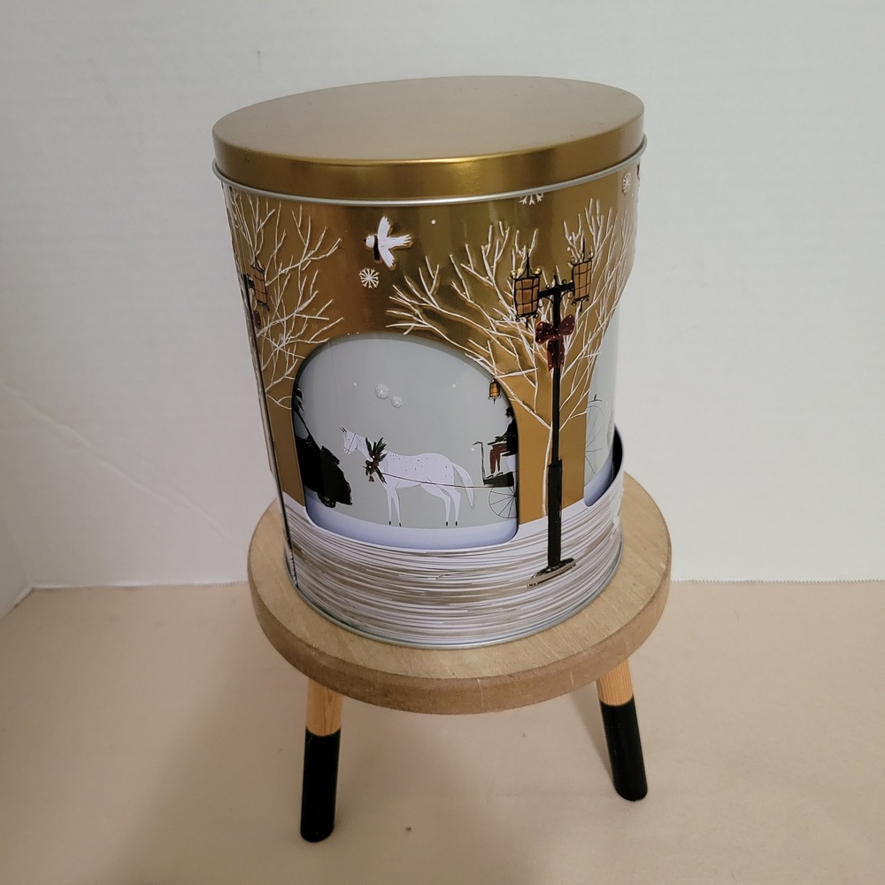 Stockmeyer Rotating Music Candy Tin Holiday Winter Scene Empty
